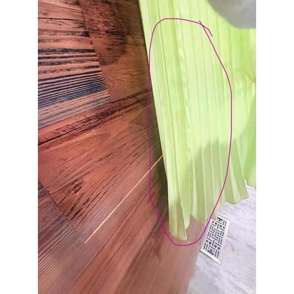AMUR Krisley Pleated Satin Lime Green Midi Dress - Picture 12 of 12